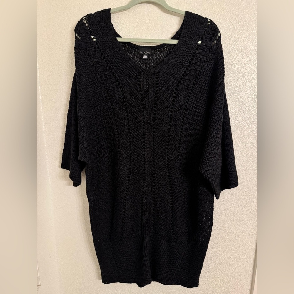 Zenobia Black Women's Crochet Knit  Sweater